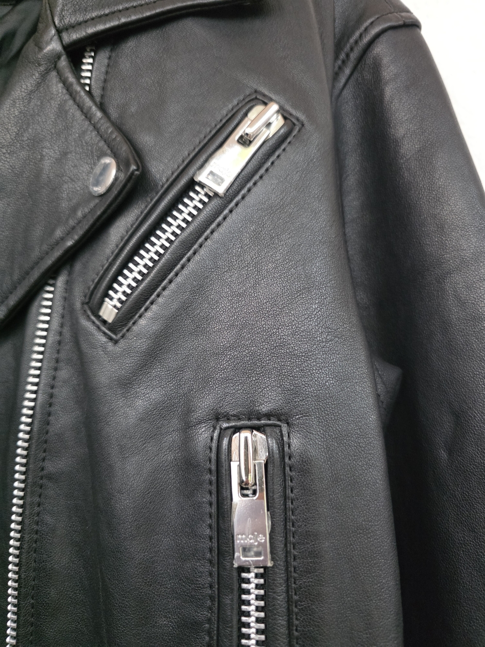 New Maje Besley Black Leather Biker Moto Jacket, Cropped Belted, FR 40/US 8 - Picture 10 of 15